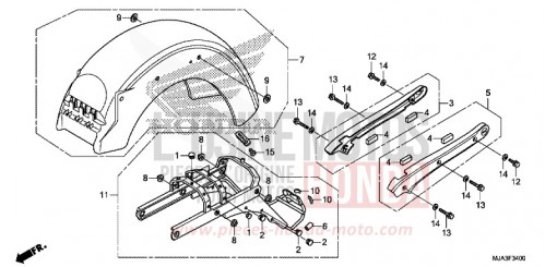 GARDE-BOUE ARRIERE (VT750C/CA/CS) VT750CSD de 2013